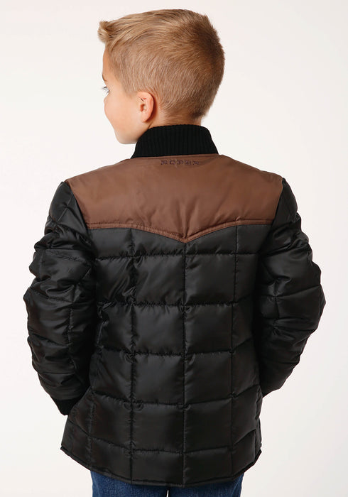 Roper Boys Kids Black/Brown Polyester Western Insulated Jacket