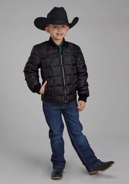 Roper Kids Boys Poly Fill Western Black 100% Polyester Softshell Jacket