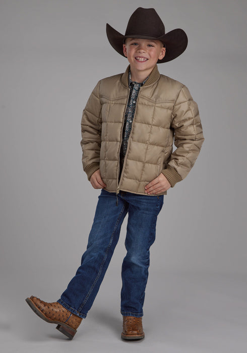 Roper Kids Boys Poly Fill Western Khaki 100% Polyester Softshell Jacket