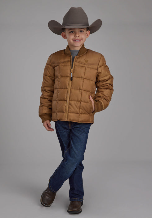 Roper Kids Boys Poly Fill Western Caramel 100% Polyester Softshell Jacket