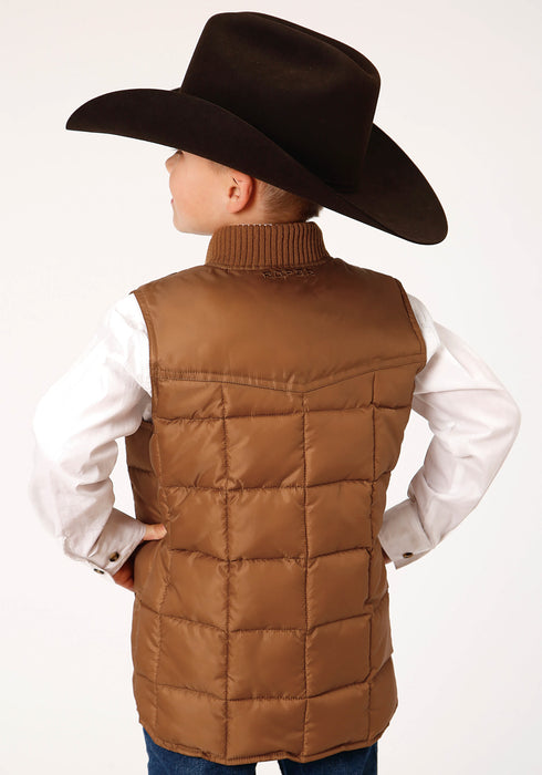 Roper Boys Kids Caramel Polyester Quilted Poly-Filled Vest