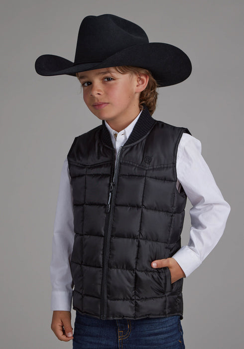 Roper Kids Boys Poly Fill Western Black 100% Polyester Softshell Vest