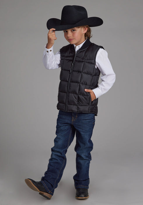 Roper Kids Boys Poly Fill Western Black 100% Polyester Softshell Vest