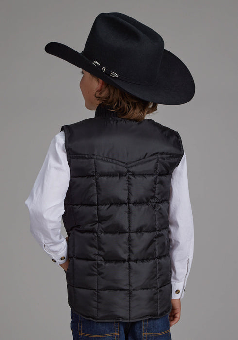 Roper Kids Boys Poly Fill Western Black 100% Polyester Softshell Vest