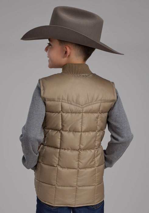 Roper Kids Boys Poly Fill Western Khaki 100% Polyester Softshell Vest