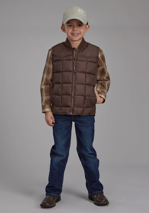 Roper Kids Boys Poly Fill Western Chocolate 100% Polyester Softshell Vest