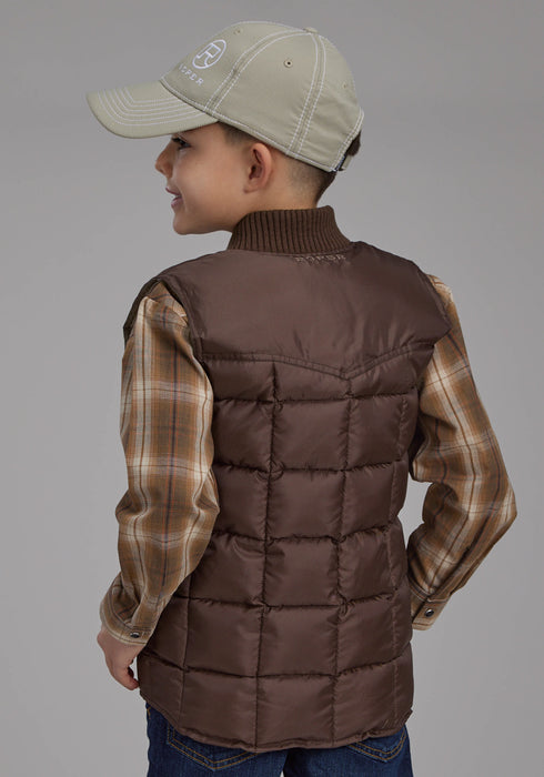 Roper Kids Boys Poly Fill Western Chocolate 100% Polyester Softshell Vest