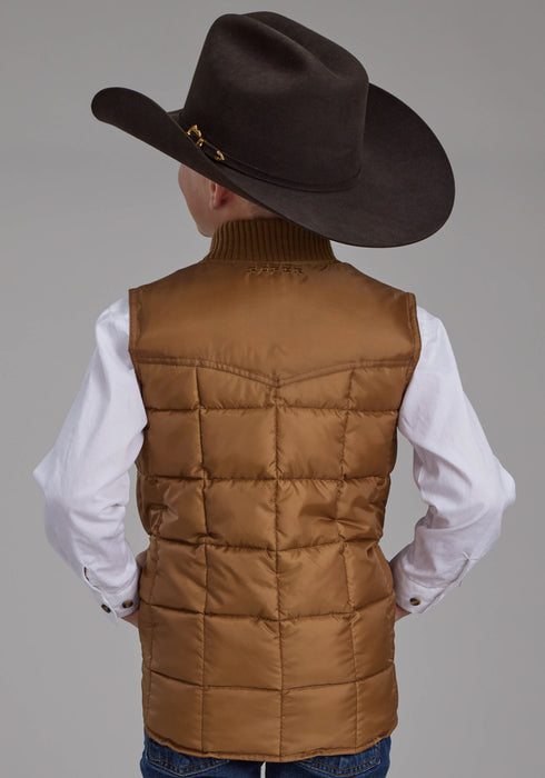 Roper Kids Boys Poly Fill Western Caramel 100% Polyester Softshell Vest