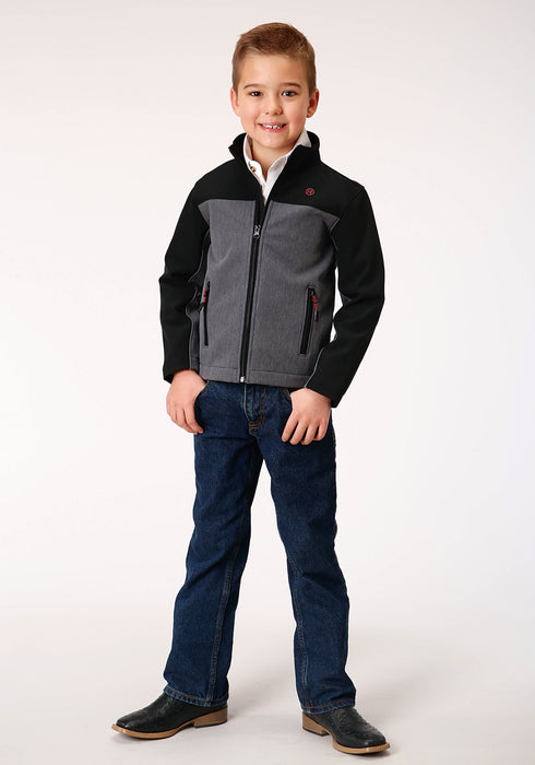 Roper Boys Black/Grey Polyester Softshell Fleece Jacket