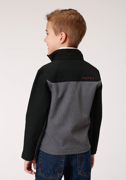 Roper Boys Black/Grey Polyester Softshell Fleece Jacket