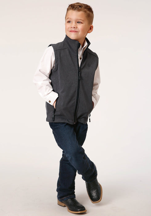 Roper Boys Kids Heather Grey Polyester Softshell Vest