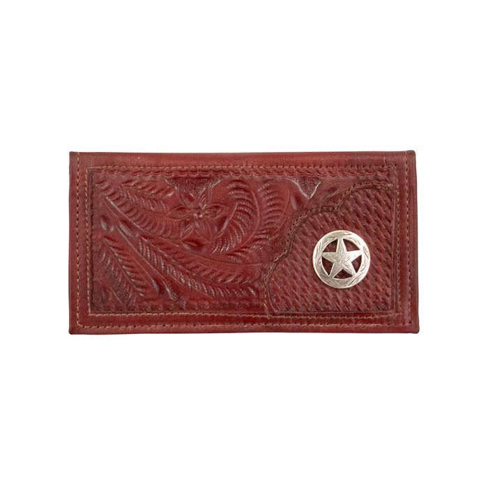 American West Mens Full-Grain Wine Leather Rodeo Wallet