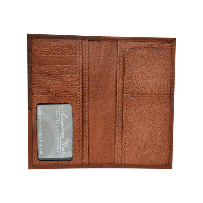 American West Mens Full-Grain Wine Leather Rodeo Wallet