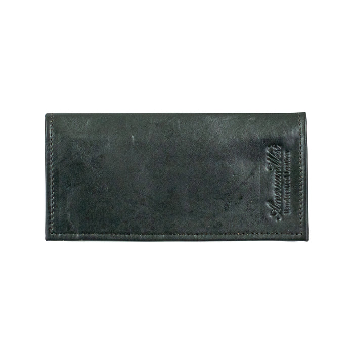 American West Mens Full-Grain Black Leather Rodeo Wallet