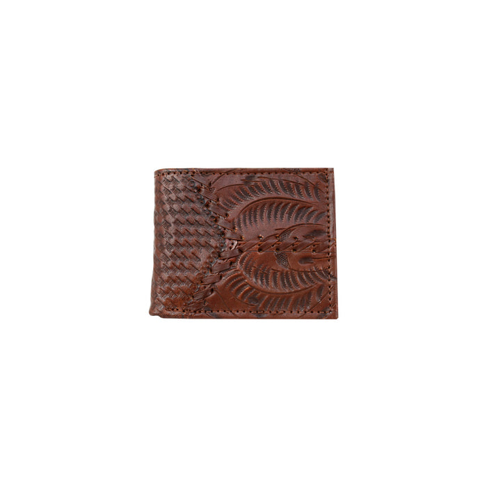 American West Mens Woven 4.5x3.5 Dark Brown Leather Rodeo Wallet