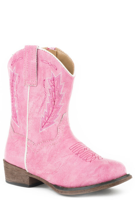 Roper Toddlers Girls Fuchsia Pink Faux Leather Taylor Cowboy Boots