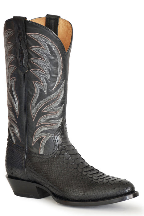 Roper Mens Black Python Peyton R Toe Cowboy Boots