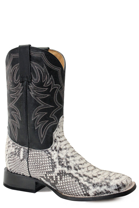 Roper Mens Black/Natural Python Peyton Cowboy Boots