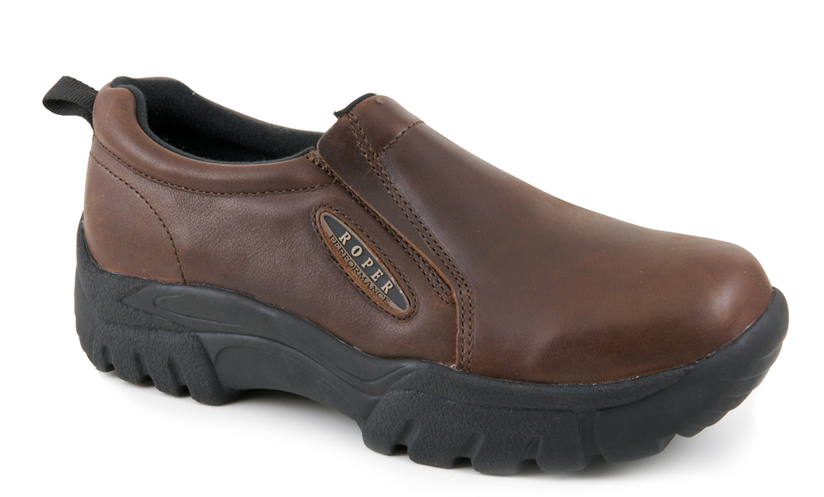 Roper Womens Performance Brown Oiled Leather Sport Comfort Slip On Shoes