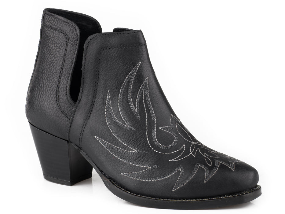 Roper Womens Rowdy Black Leather Ankle Boots