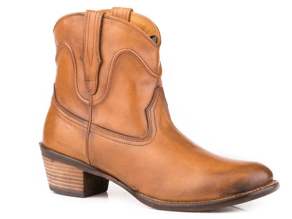 Roper Womens Burnish Tan Leather Harper Ankle Boots