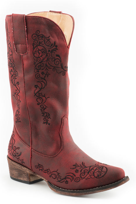 Roper Womens Vintage Red Faux Leather Judith 12In Cowboy Boots