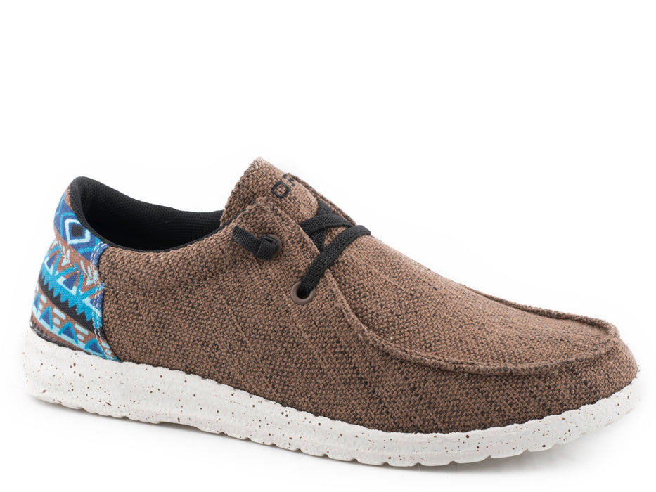 Roper Womens Brown Fabric Hang Loose Blue Aztec Loafer Shoes