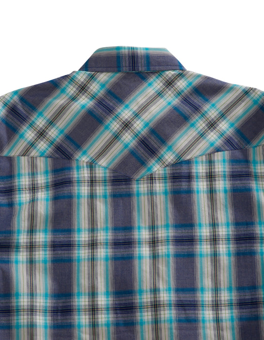 Tin Haul Mens Blue 100% Cotton Grid Plaid L/S Shirt