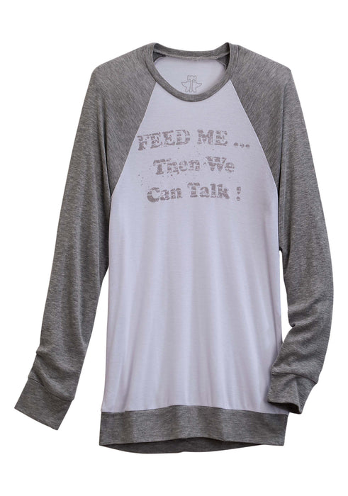 Tin Haul Womens Grey Poly/Rayon We Can Talk L/S T-Shirt