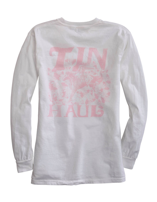 Tin Haul Womens White 100% Cotton Blush Lady Bronc L/S T-Shirt