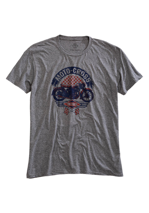 Tin Haul Unisex Heather Grey 100% Cotton Moto Cross S/S T-Shirt