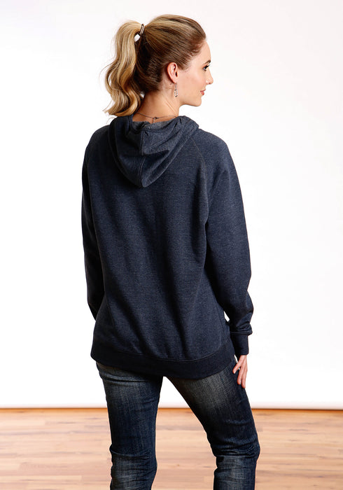 Tin Haul Womens Navy Blue Cotton Blend Mountain Logo Hoodie