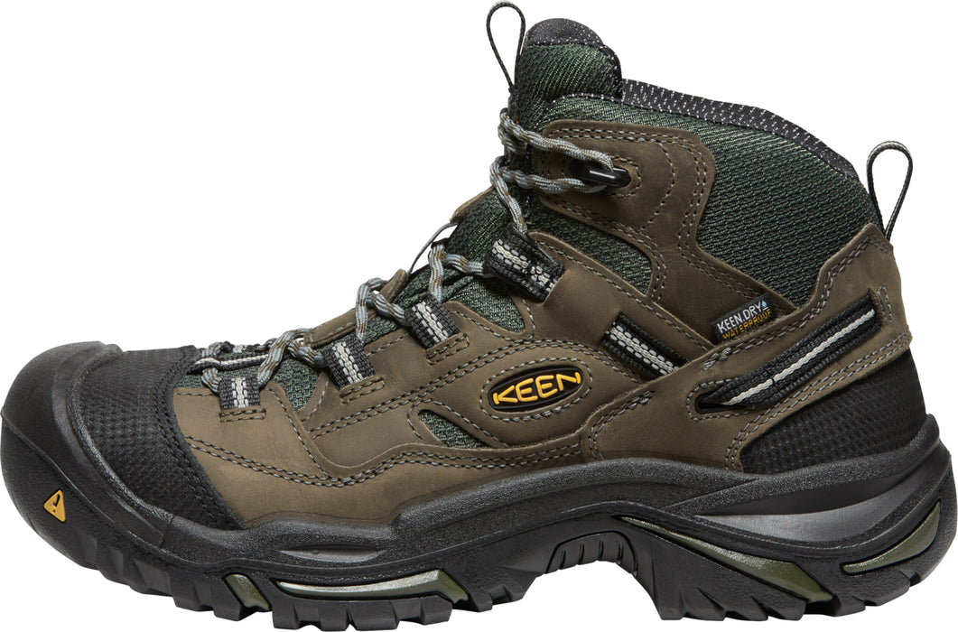 Keen Utility Mens Braddock Mid WP Gargoyle/Forest Night Leather Work Boots