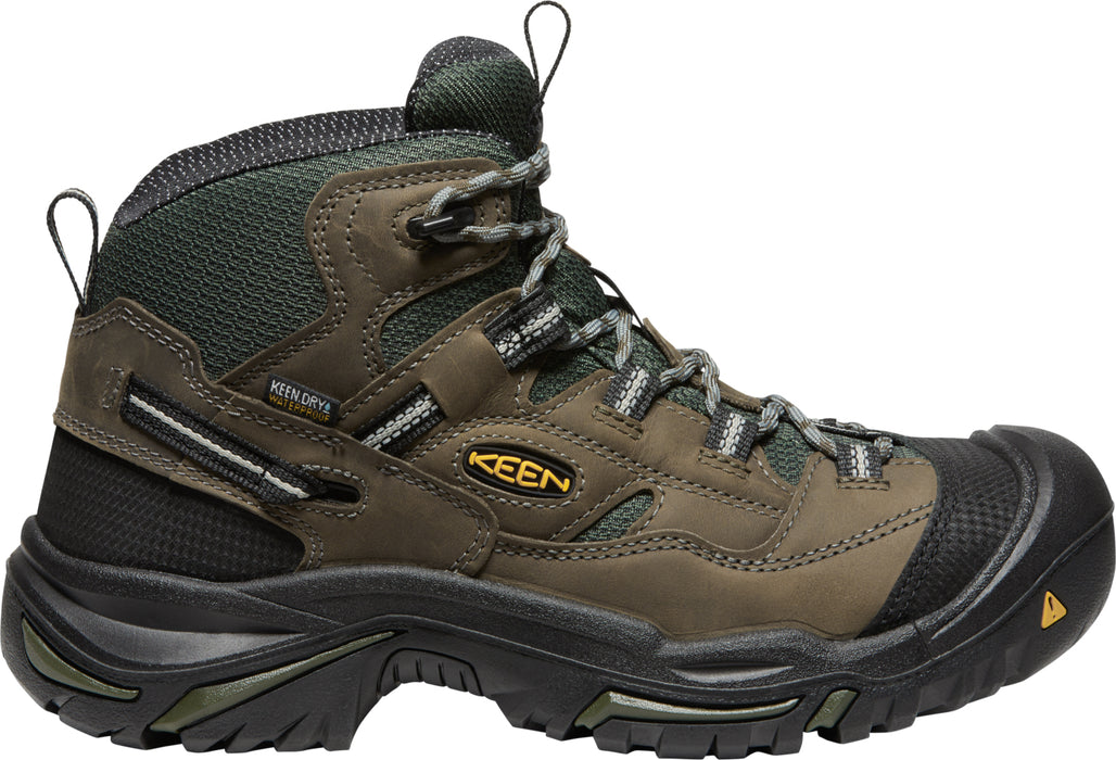 Keen Utility Mens Braddock Mid WP Gargoyle/Forest Night Leather Work Boots