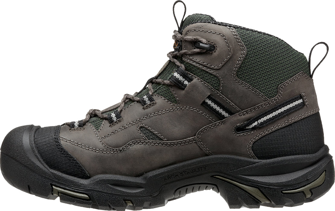 Keen Utility Mens Braddock Mid WP Gargoyle/Forest Night Leather Work Boots