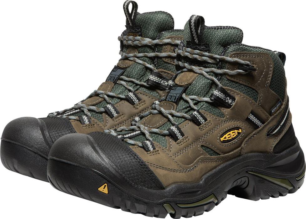 Keen Utility Mens Braddock Mid WP Gargoyle/Forest Night Leather Work Boots