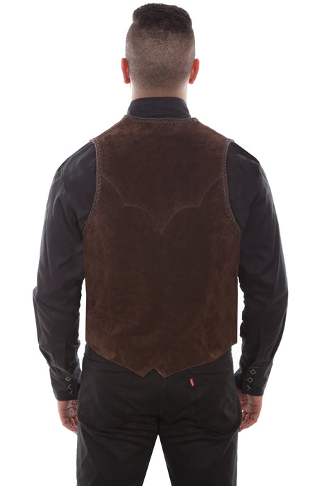 Scully Mens Expresso Suede Concho Vest