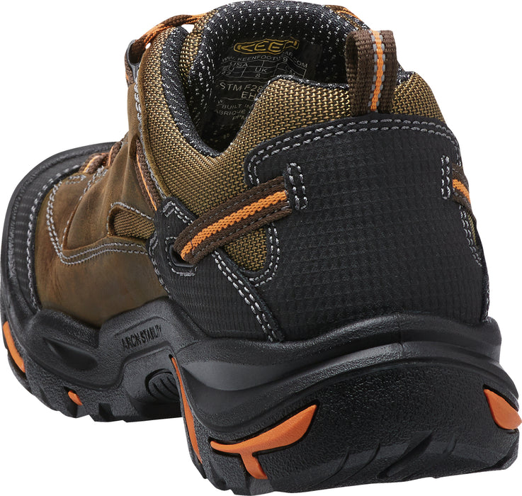 Keen Utility Mens Braddock Low Soft Toe Cascade/Orange Ochre Leather Work Shoes