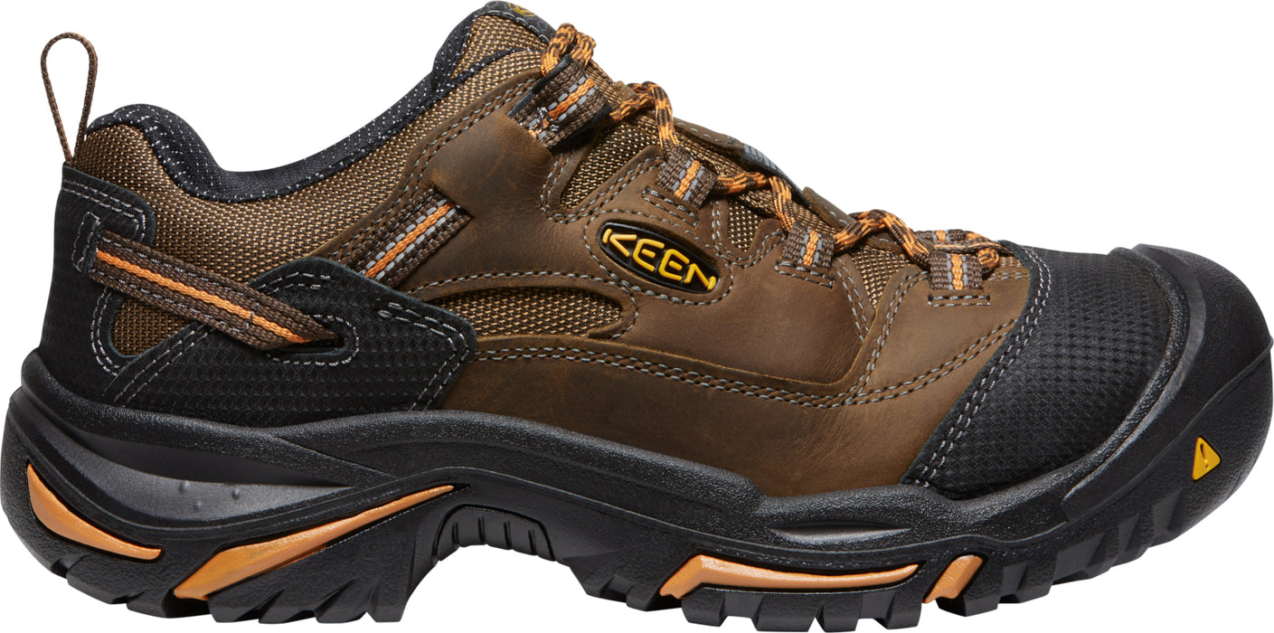 Keen Utility Mens Braddock Low Soft Toe Cascade/Orange Ochre Leather Work Shoes