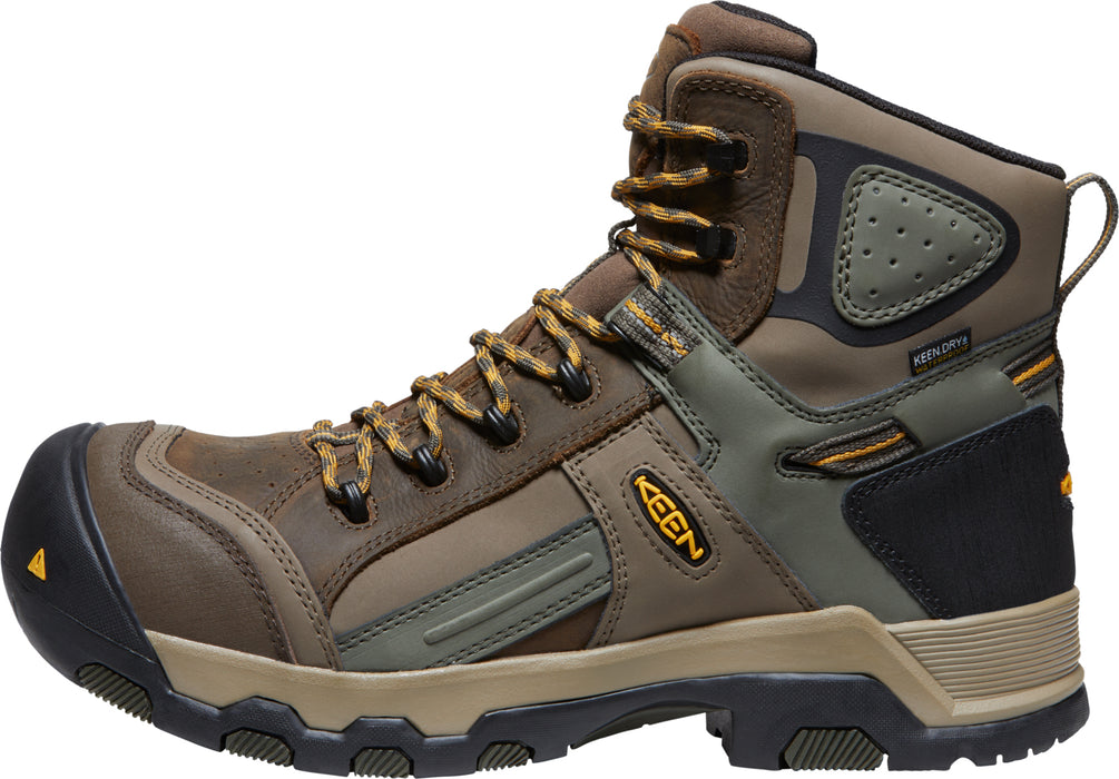 Keen Utility Mens Davenport Mid AL WP Shitake/Forest Night Leather Work Boots