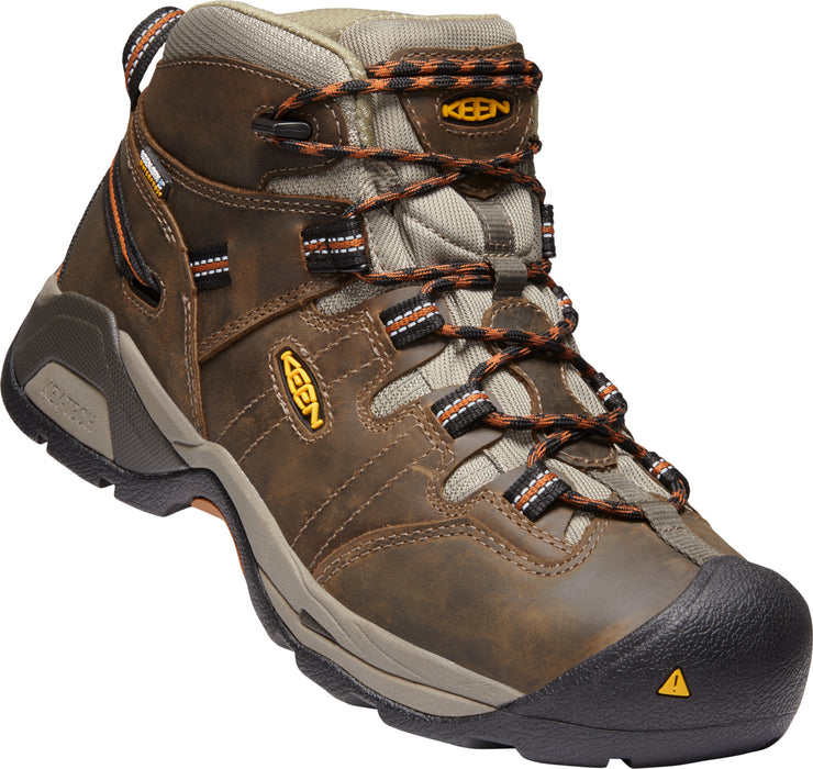 Keen Utility Mens Detroit XT Mid Soft WP Black Olive/Brown Leather Work Boots