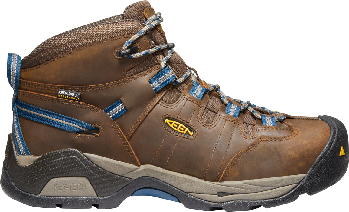 Keen Utility Mens Detroit XT Mid St WP Cascade Brown/Blue Leather Work Boots