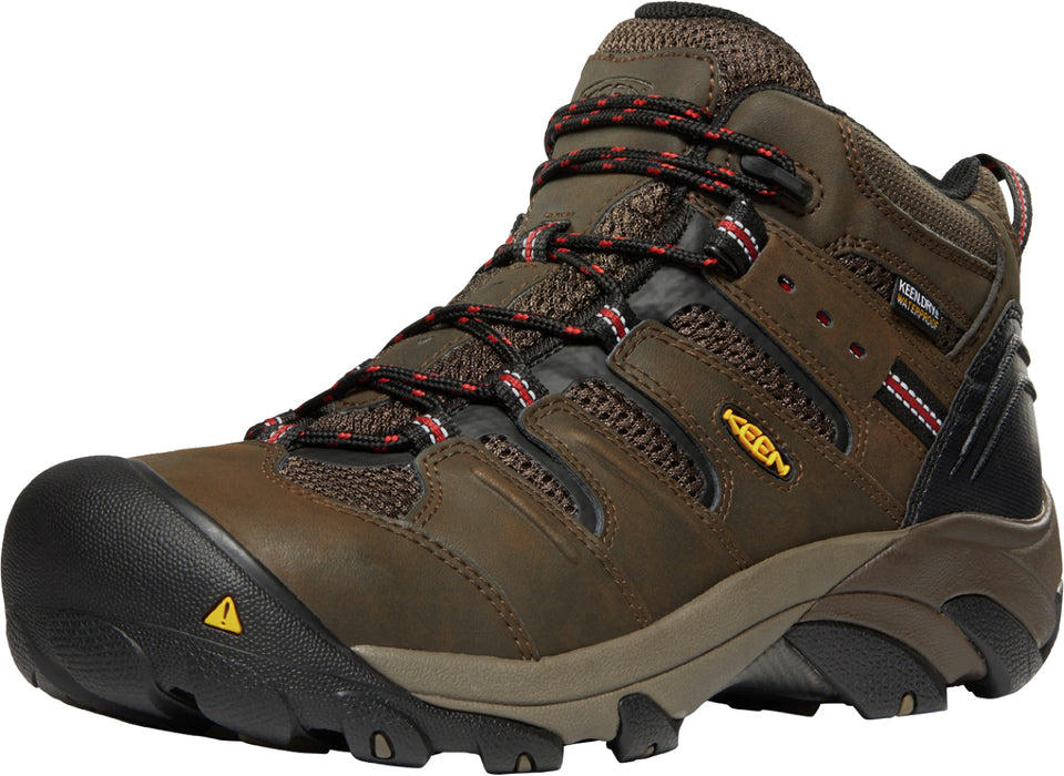 Keen Utility Mens Lansing Mid WP Cascade Brown/Brindle Leather Work Boots