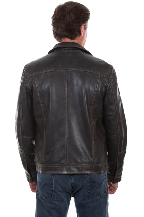 Scully Mens Black Leather Zip Vintage Jacket