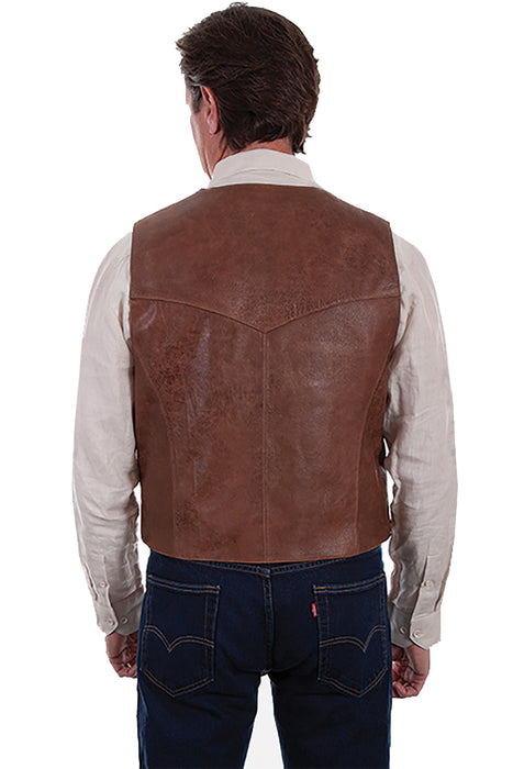 Scully Mens Brown Lamb Leather Western Vest