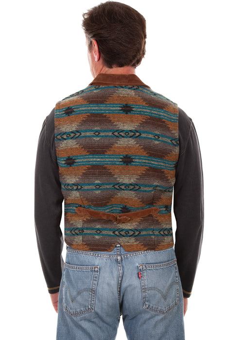 Scully Mens Cinnamon Suede Knit Boar Vest