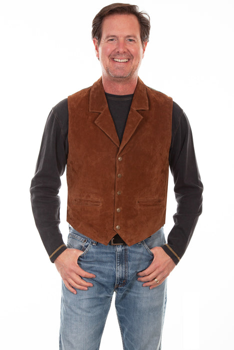 Scully Mens Cinnamon Suede Knit Boar Vest