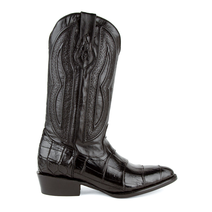 Ferrini Mens Stallion R-Toe Black American Alligator Cowboy Boots