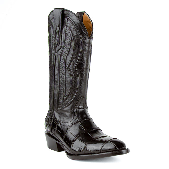 Ferrini Mens Stallion R-Toe Black American Alligator Cowboy Boots