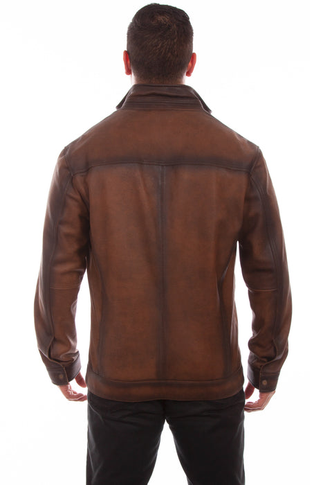 Scully Mens Brown Leather Burnished Jacket